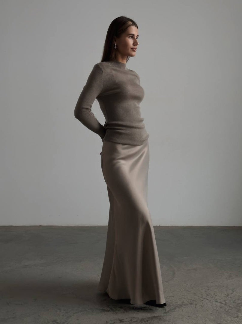 Jupe sirène en satin long