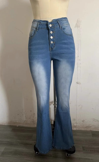Jeans à taille haute porte-beau à la mode vêtement tendance lavé dans la rue pantalon en denim pour femme