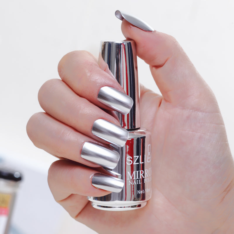 Miroir argent vernis à ongles métal couleur acier inoxydable