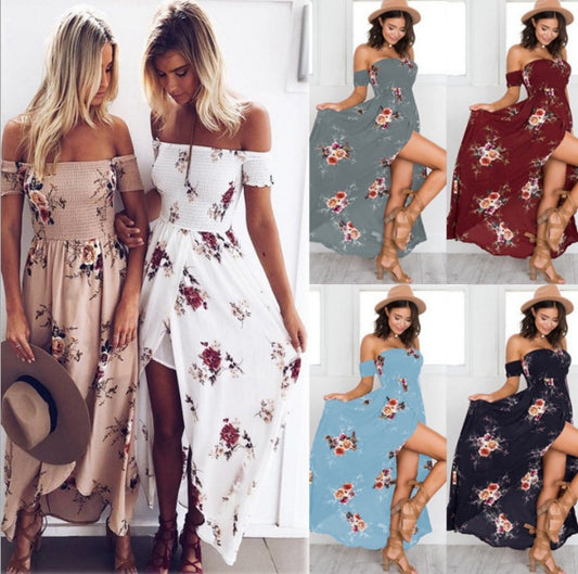 Robe longue style Boho femmes hors épaule robes d'été
