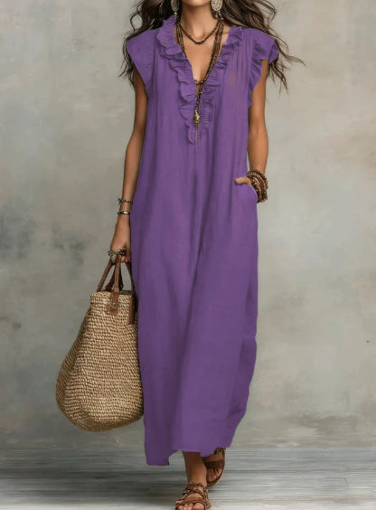 Robe élégante à volants et poches