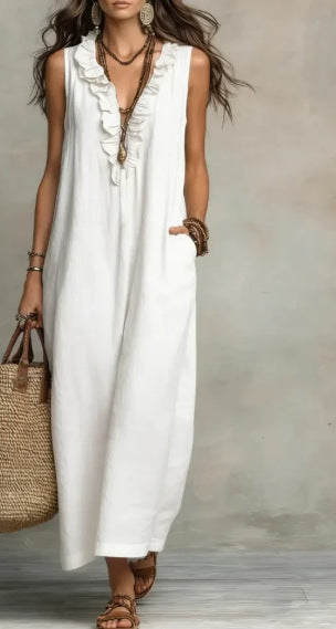 Robe élégante à volants et poches