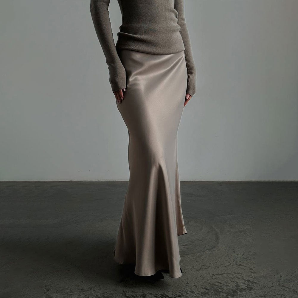 Jupe sirène en satin long
